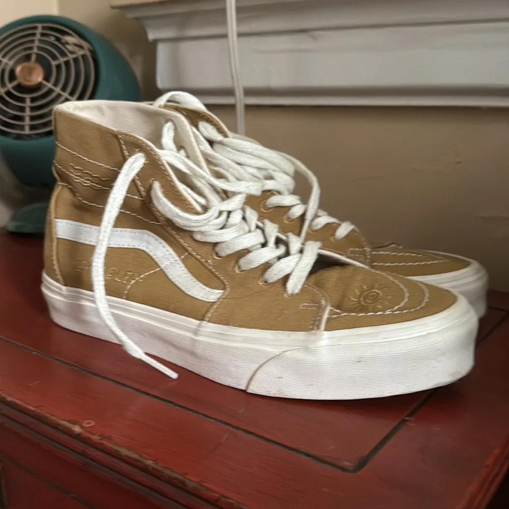 VANS Sk8-Hi Eco Theory Tapered Hemp Peace Leaf Mens 7 Womens 8.5 Mustard Gold - Picture 2 of 11